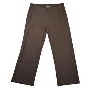 Alembika Wide Leg Pants Trousers Brown Size 5 Stretch Knit High Rise Pull On